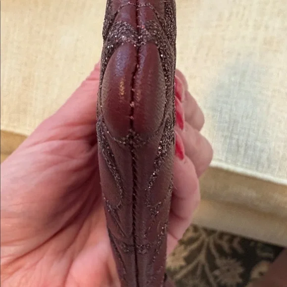 Coach Maroon Poppy Embossed Wristlet - Picture 4 of 7